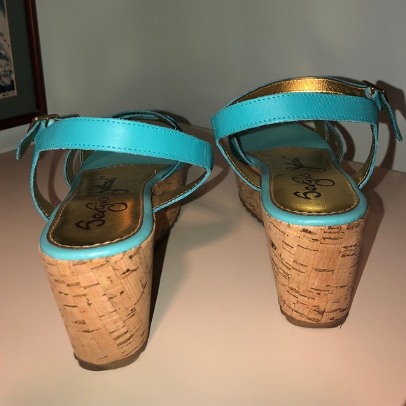 Sergio Zelcer Blue Cork Wedges 8 - Picture 4 of 6